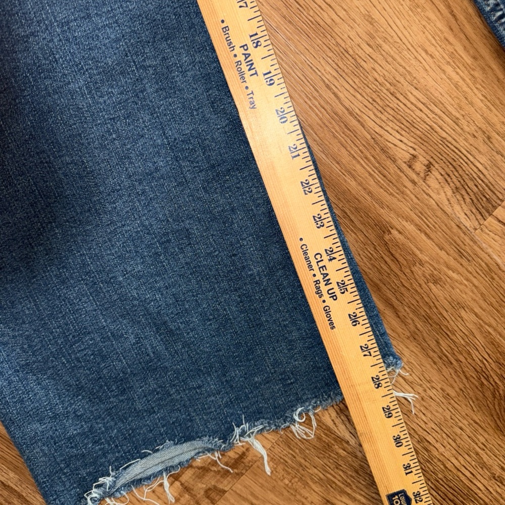 Zara High Waisted Wide Leg Relaxed Jeans Sz 6 Medium Wash Raw Hems Stretch - Picture 7 of 8